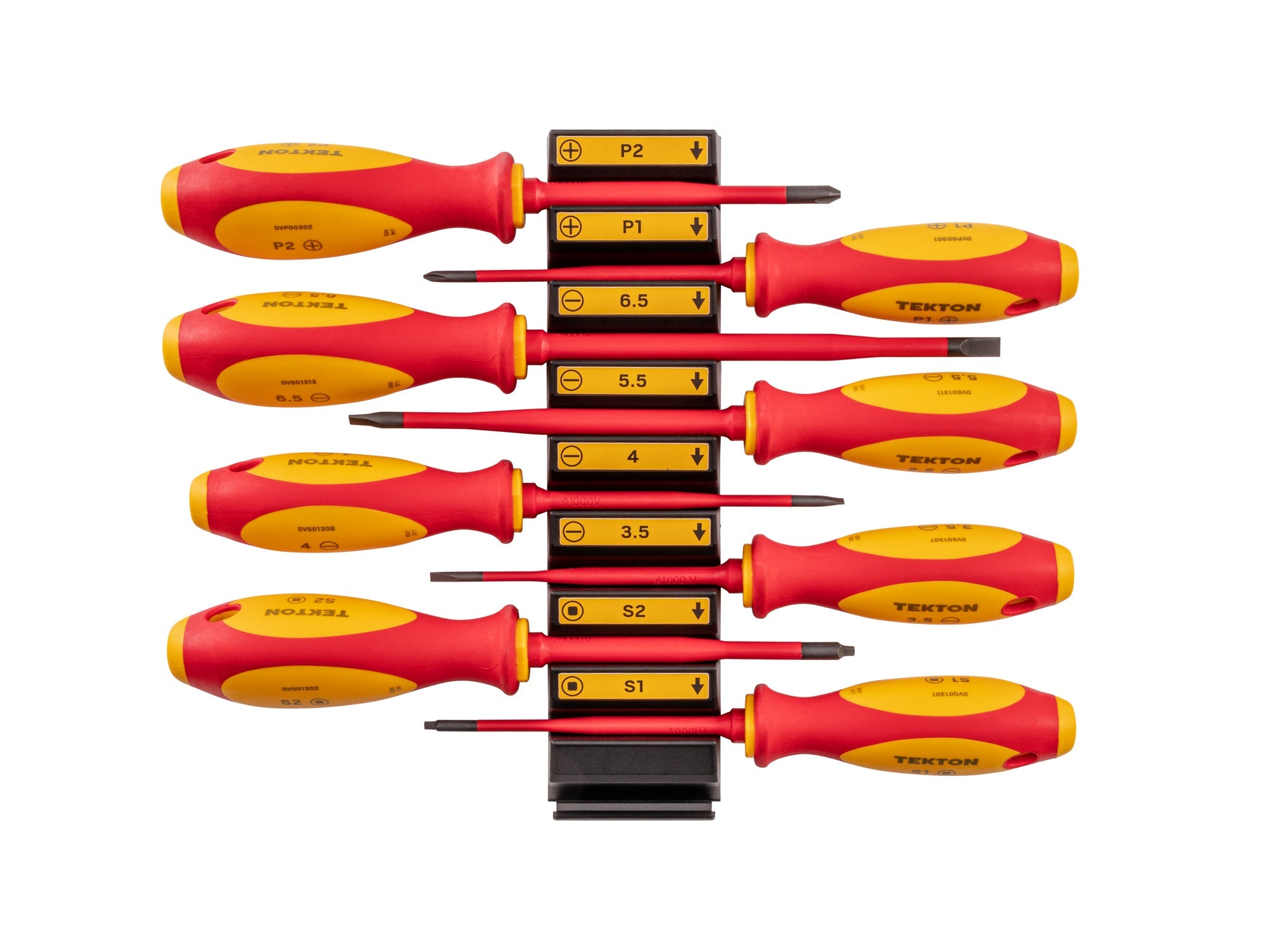 Phillips, Slotted, Square Insulated Screwdriver Set with Modular Organizers, 8-Piece (#1-#2, 3.5-6.5 mm, #1-#2)