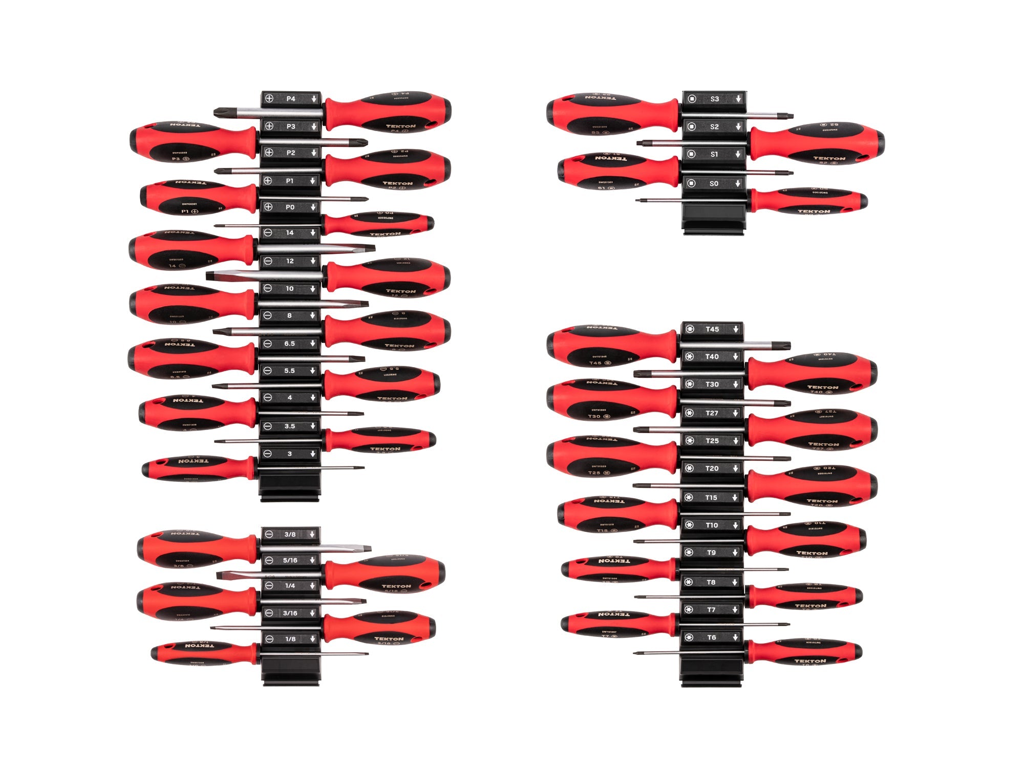 Phillips, Slotted, Torx, Square Screwdriver Set with Modular Organizers - 4 Inch Shanks (35-Piece)