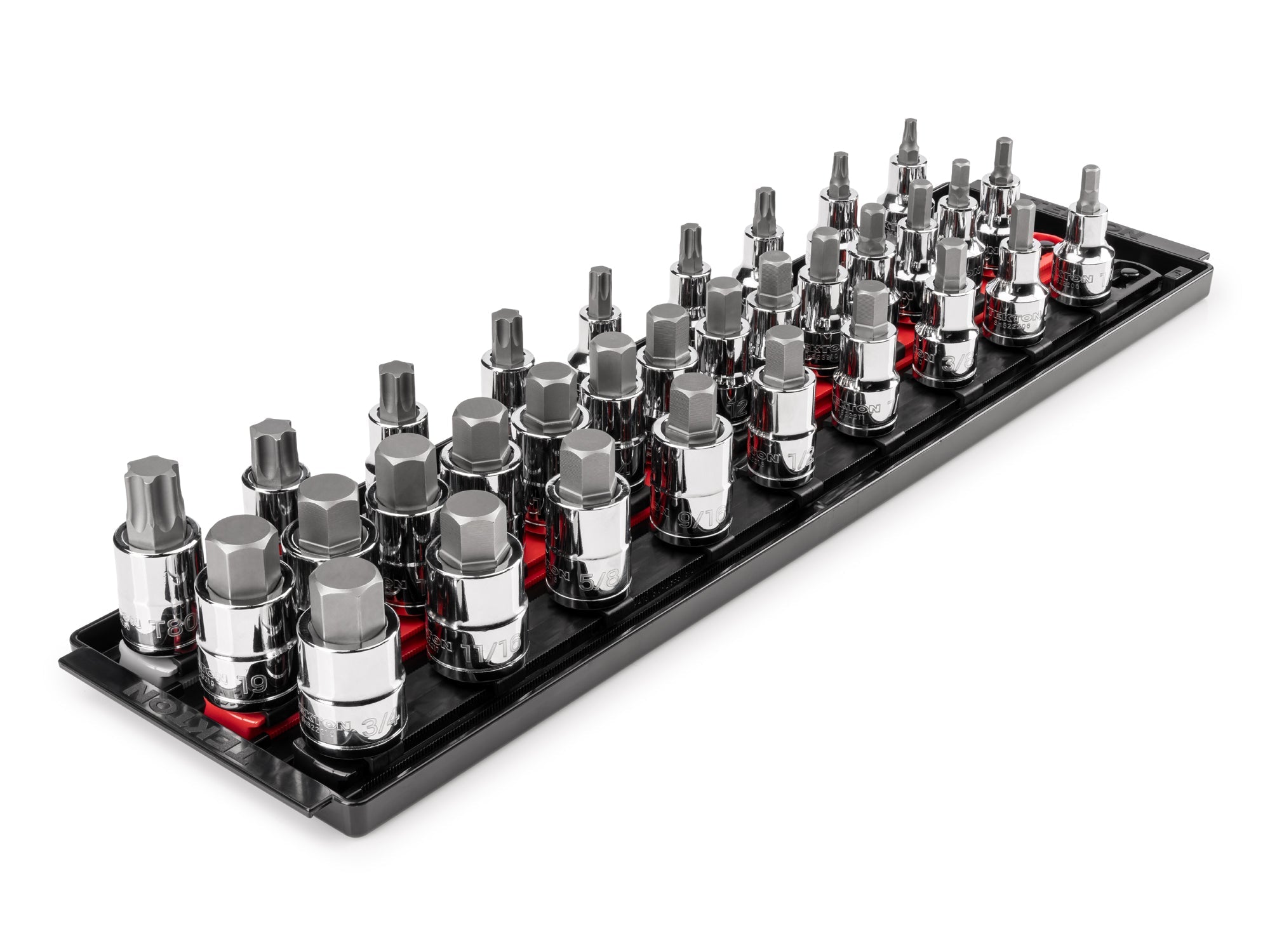 1/2 Inch Drive Hex/Torx Bit Socket Set with Rails and Tray, 32-Piece (1/4 - 3/4 in., 6 - 19 mm, T30 - T80)
