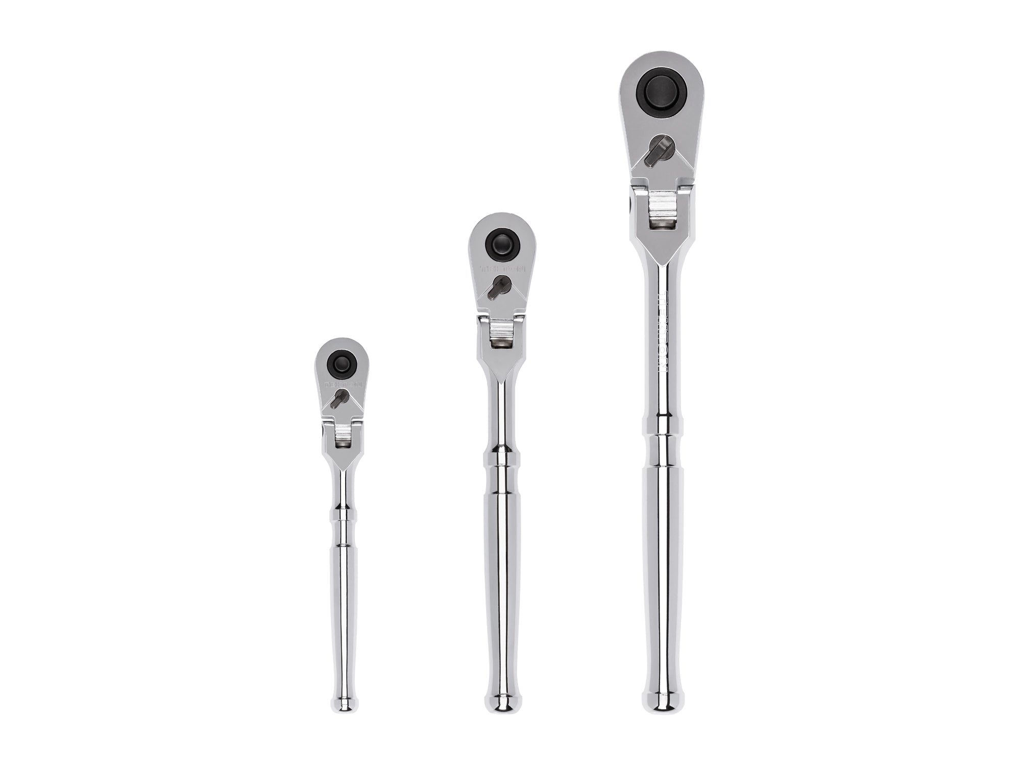 1/4, 3/8, 1/2 Inch Drive Flex Head Quick-Release Ratchet Set, 3-Piece (6, 8, 10-1/2 in.)