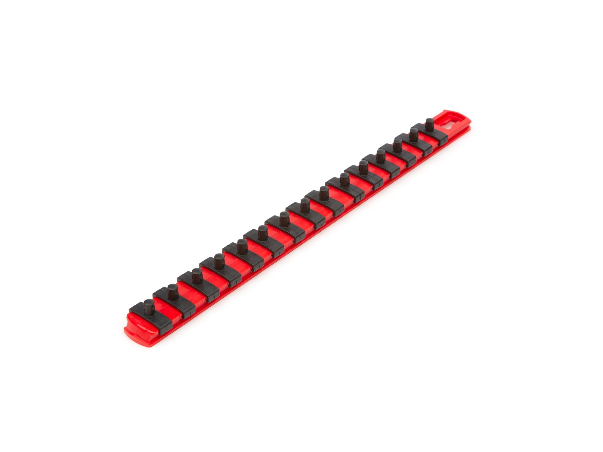 1/4 Inch Drive x 13 Inch Socket Rail, 15 Clips (Red)