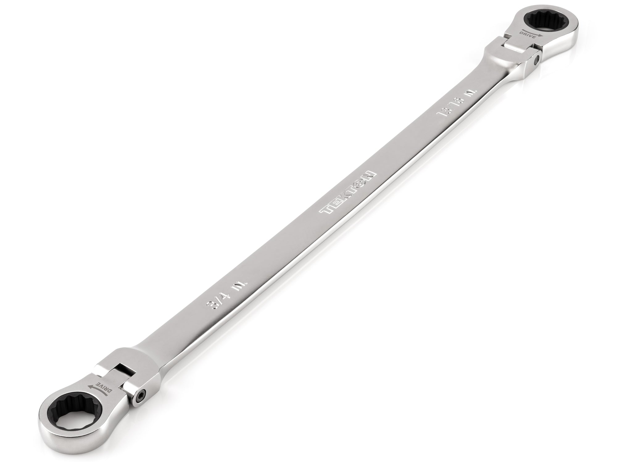 3/4 x 13/16 Inch Long Flex Head 12-Point Ratcheting Box End Wrench