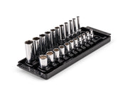 1/4 Inch Drive Shallow and Deep 12-Point Socket Set with Rails and Tray, 22-Piece (5/32 - 9/16 in.)