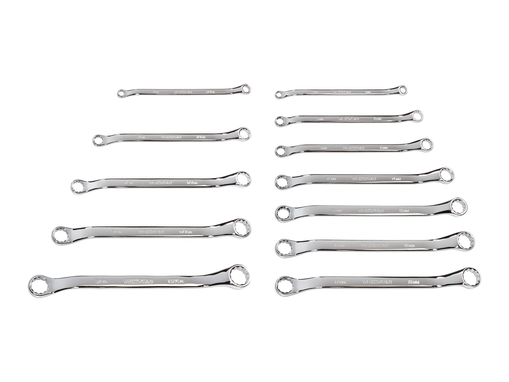 45-Degree Offset Box End Wrench Set, 12-Piece (1/4 - 13/16 in., 6 - 19 mm)