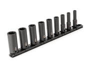3/8 Inch Drive Deep 6-Point Impact Socket Set with Rail, 9-Piece (5/16 - 3/4 in.)