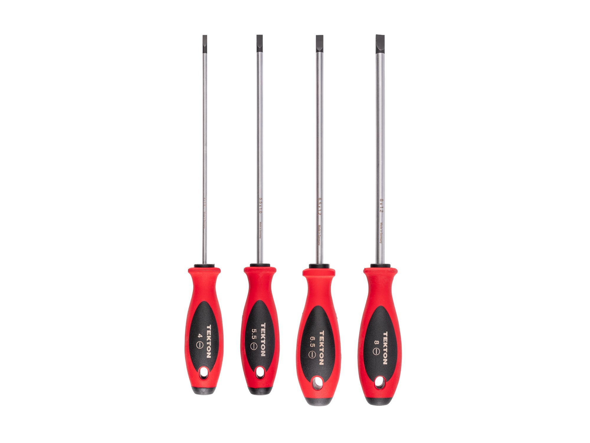 Slotted Screwdriver Set - 8 Inch Shanks, 4-Piece (4 - 8 mm)