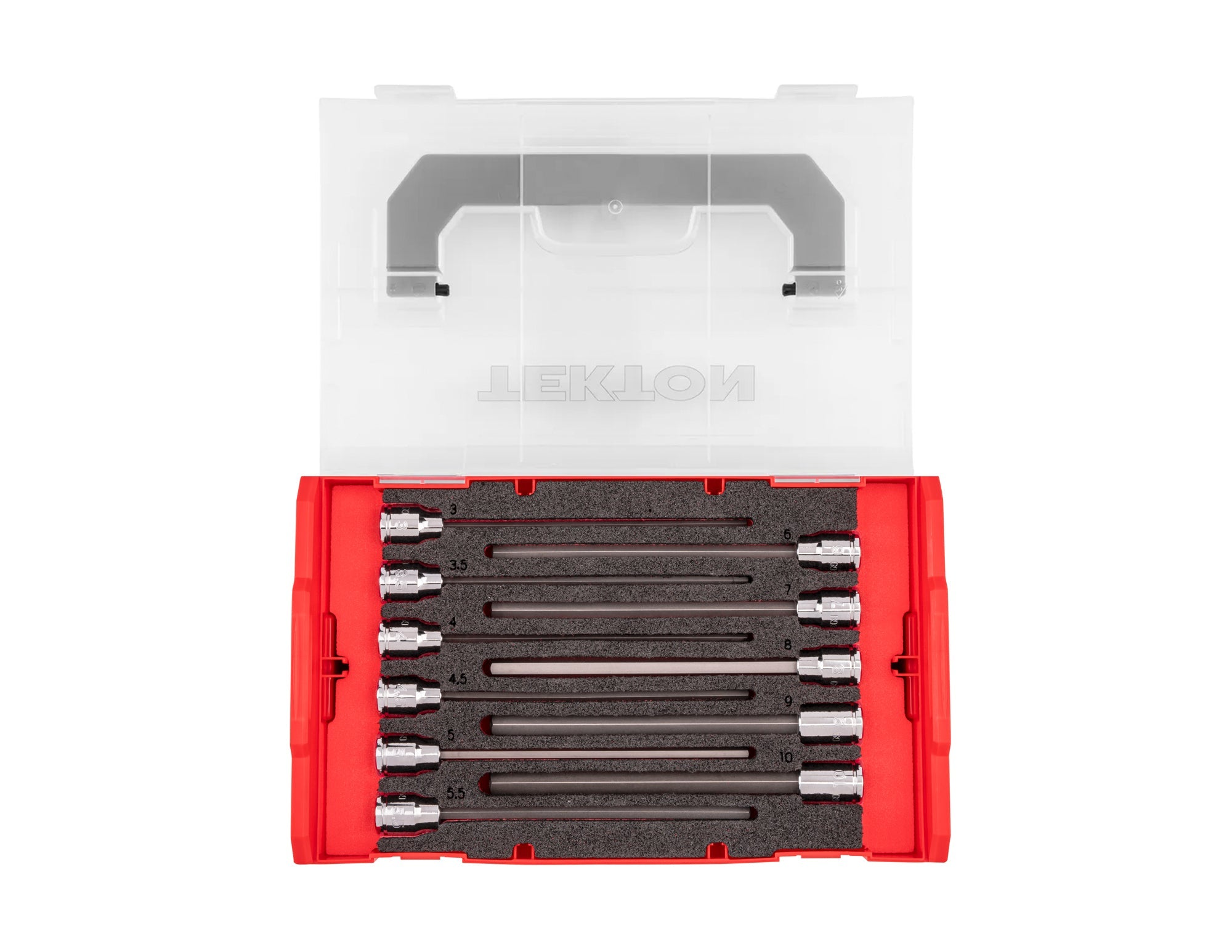 3/8 Inch Drive Long Hex Bit Socket Set with Mini Stacking Tool Box, 11-Piece (3 - 10 mm)