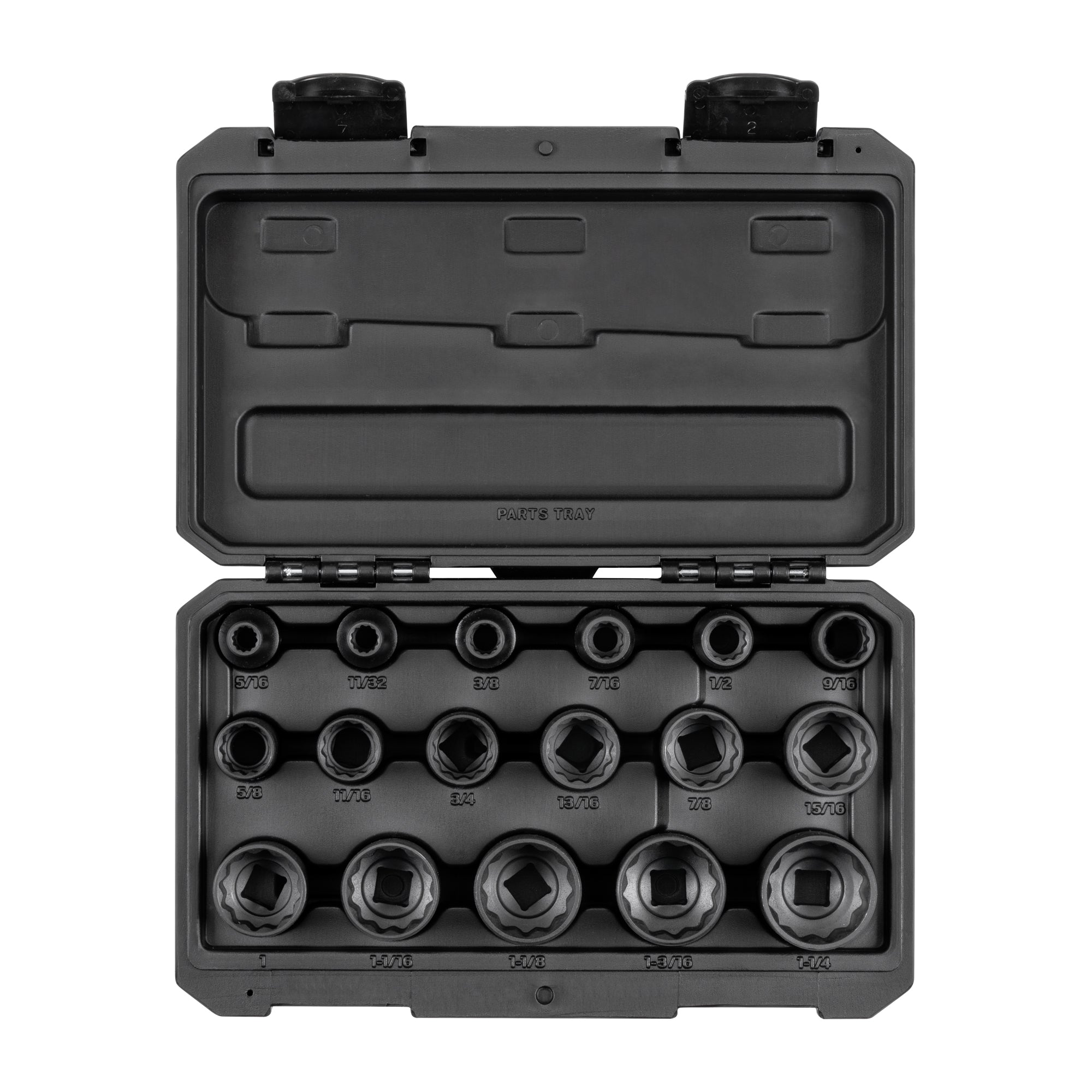 1/2 Inch Drive Shallow 12-Point Impact Socket Set with Case, 17-Piece (5/16 - 1-1/4 in.)