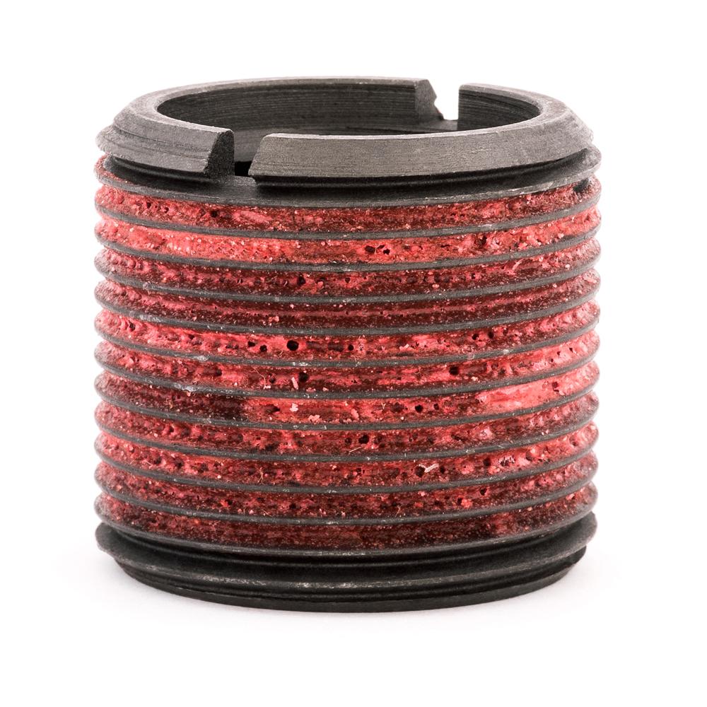 1"-8 x 1-3/8"-12 Carbon Steel Standard Wall Thread Insert for Metal w/ Red Loctite