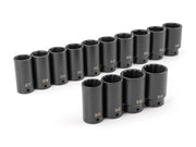 1/2 Inch Drive Deep 6-Point and 12-Point Axle Nut Impact Socket Set, 14-Piece (27 - 39 mm)