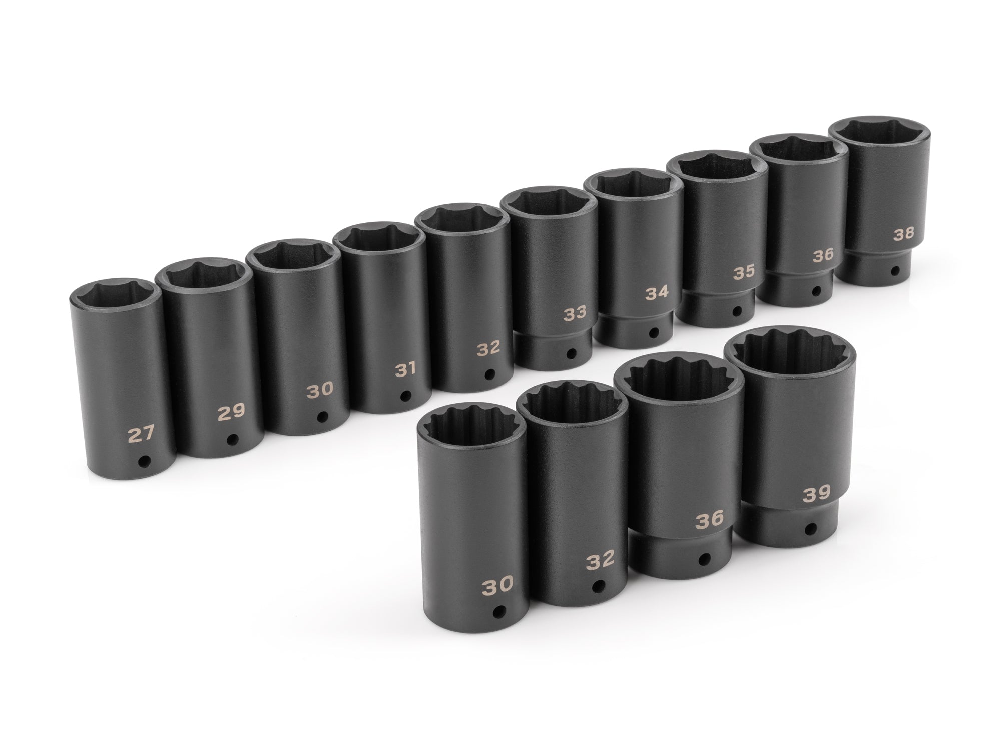 1/2 Inch Drive Deep 6-Point and 12-Point Axle Nut Impact Socket Set, 14-Piece (27 - 39 mm)