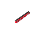 3/8 Inch Drive x 8 Inch Socket Rail, 10 Clips (Red)