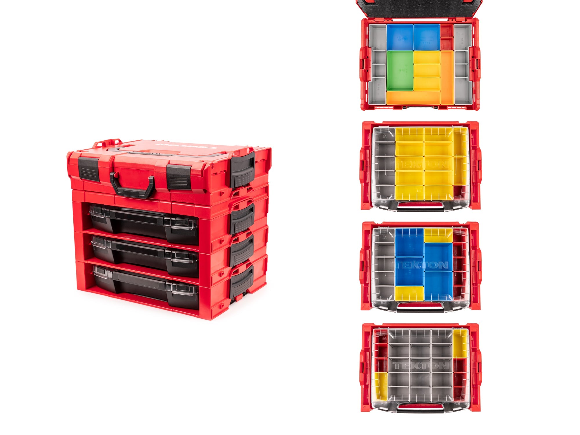 3-Drawer Stack with Shallow Tool Box (L-BOXX 1) and Organizer Bins