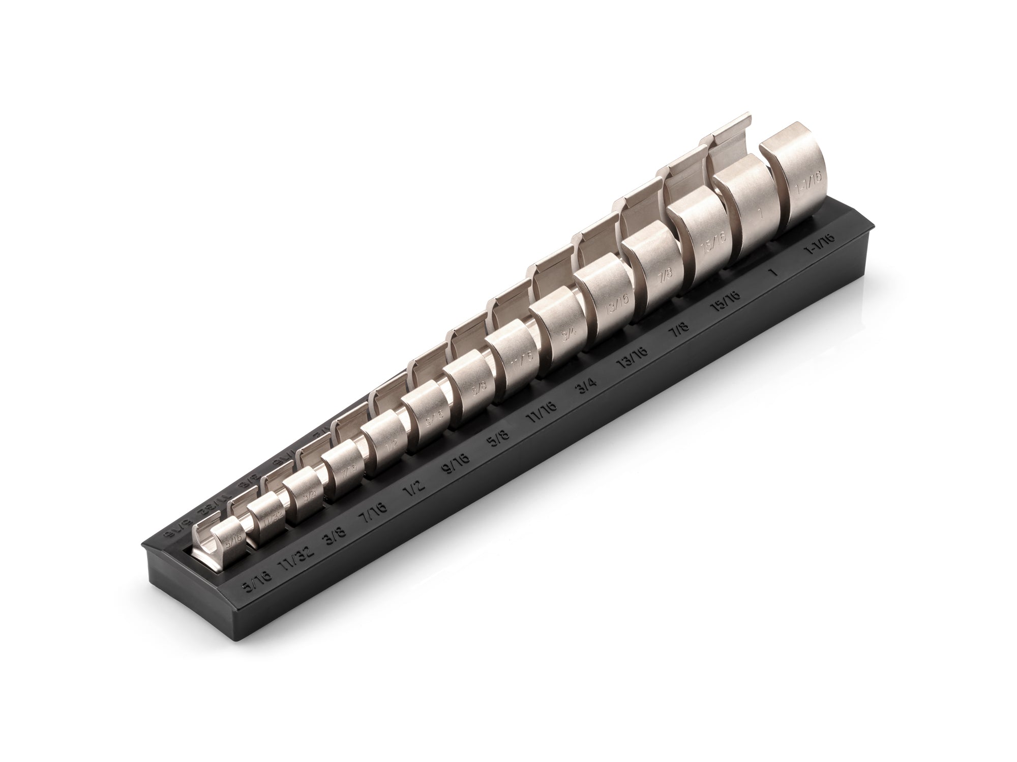 3/8 Inch Drive 6-Point Flare Nut Crowfoot Wrench Set with Rack, 14-Piece (5/16 - 1-1/16 in.)