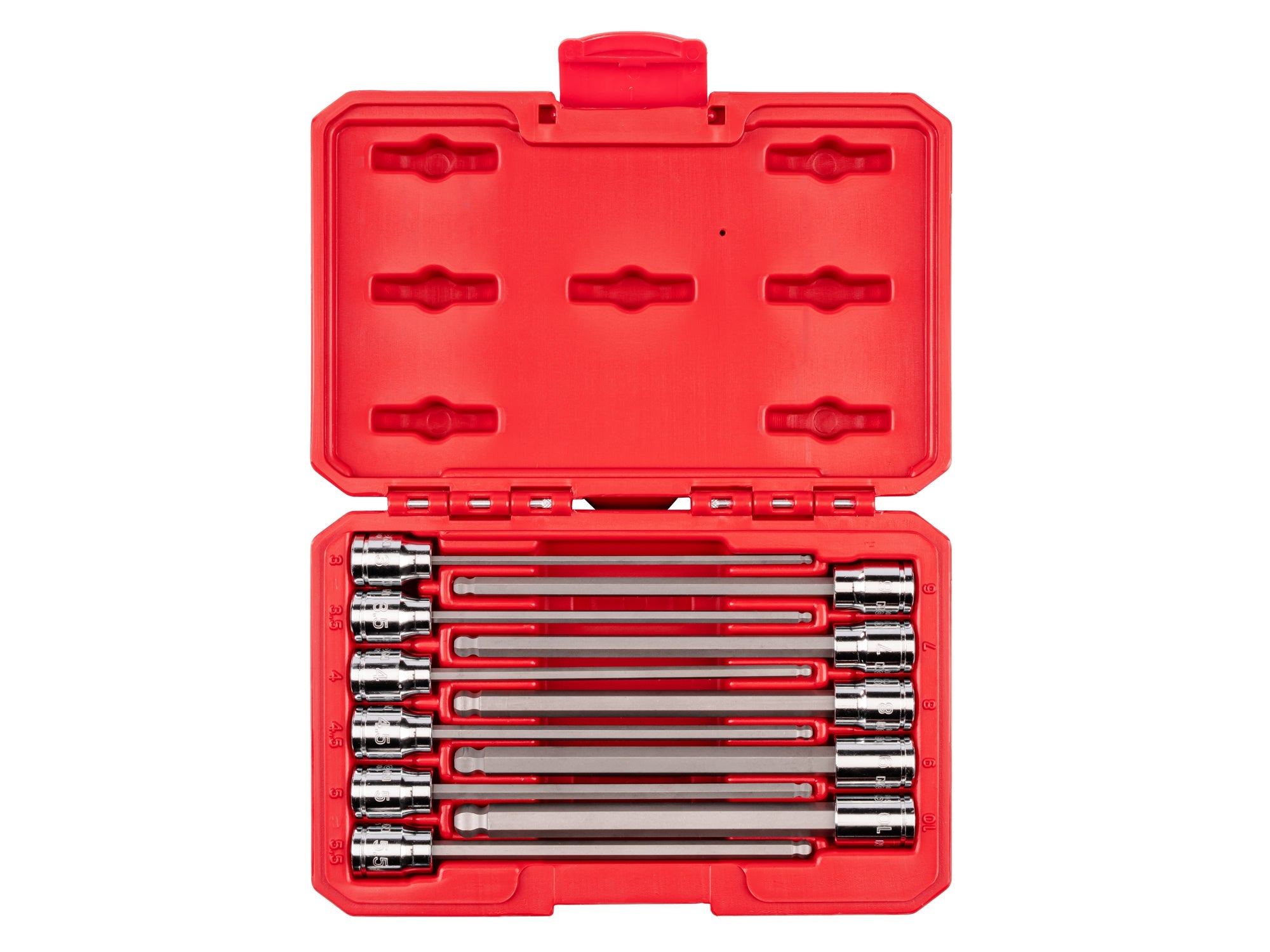3/8 Inch Drive Long Ball End Hex Bit Socket Set with Case, 11-Piece (3 - 10 mm)