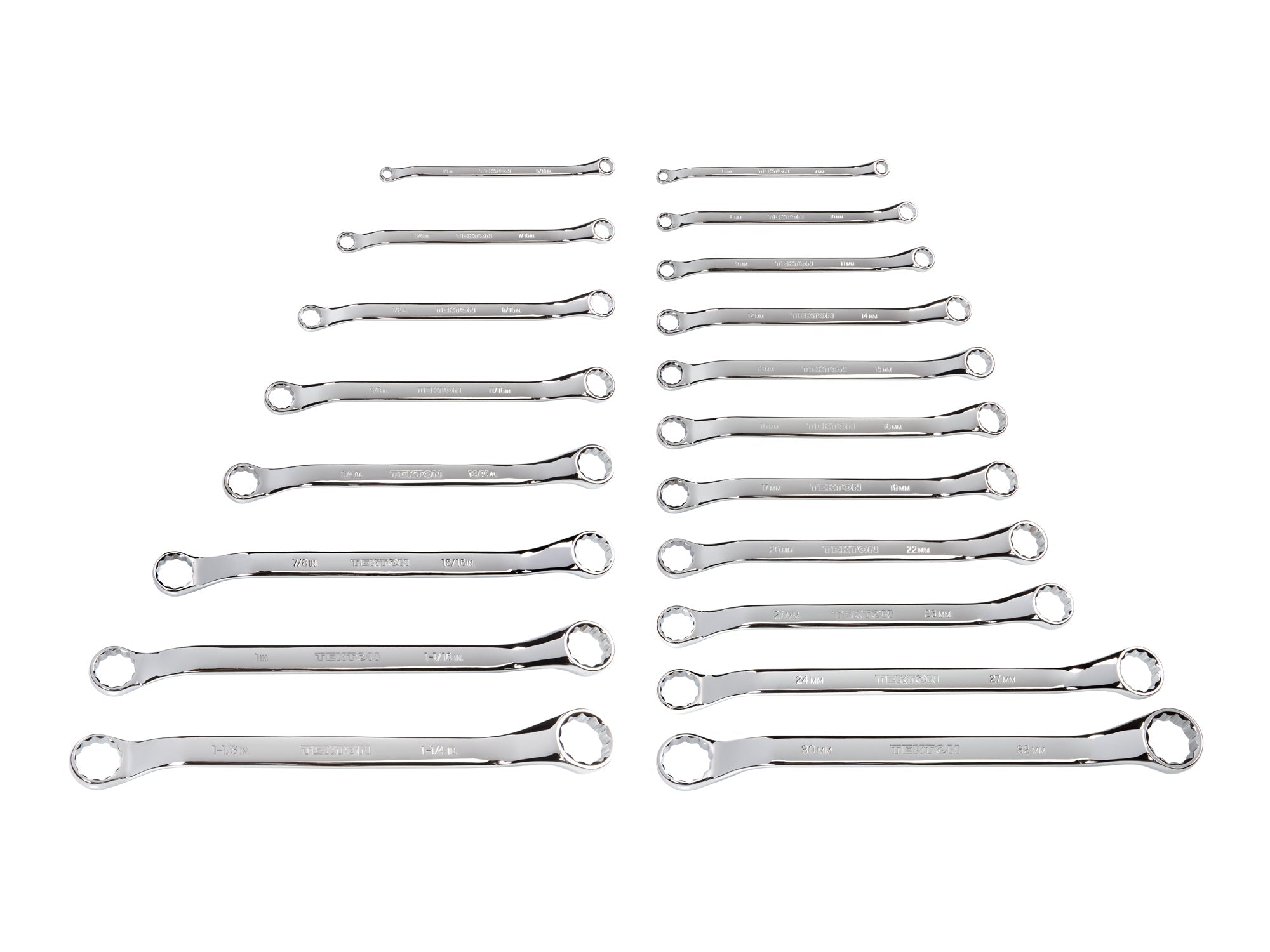 45-Degree Offset Box End Wrench Set, 19-Piece (1/4 - 1-1/4 in., 6-32 mm)