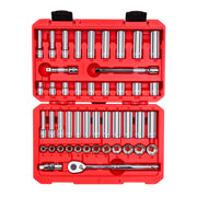 3/8 Inch Drive Shallow and Deep 6-Point Socket and Ratchet Set with Case, 46-Piece (5/16 - 3/4 in., 8 - 19 mm)
