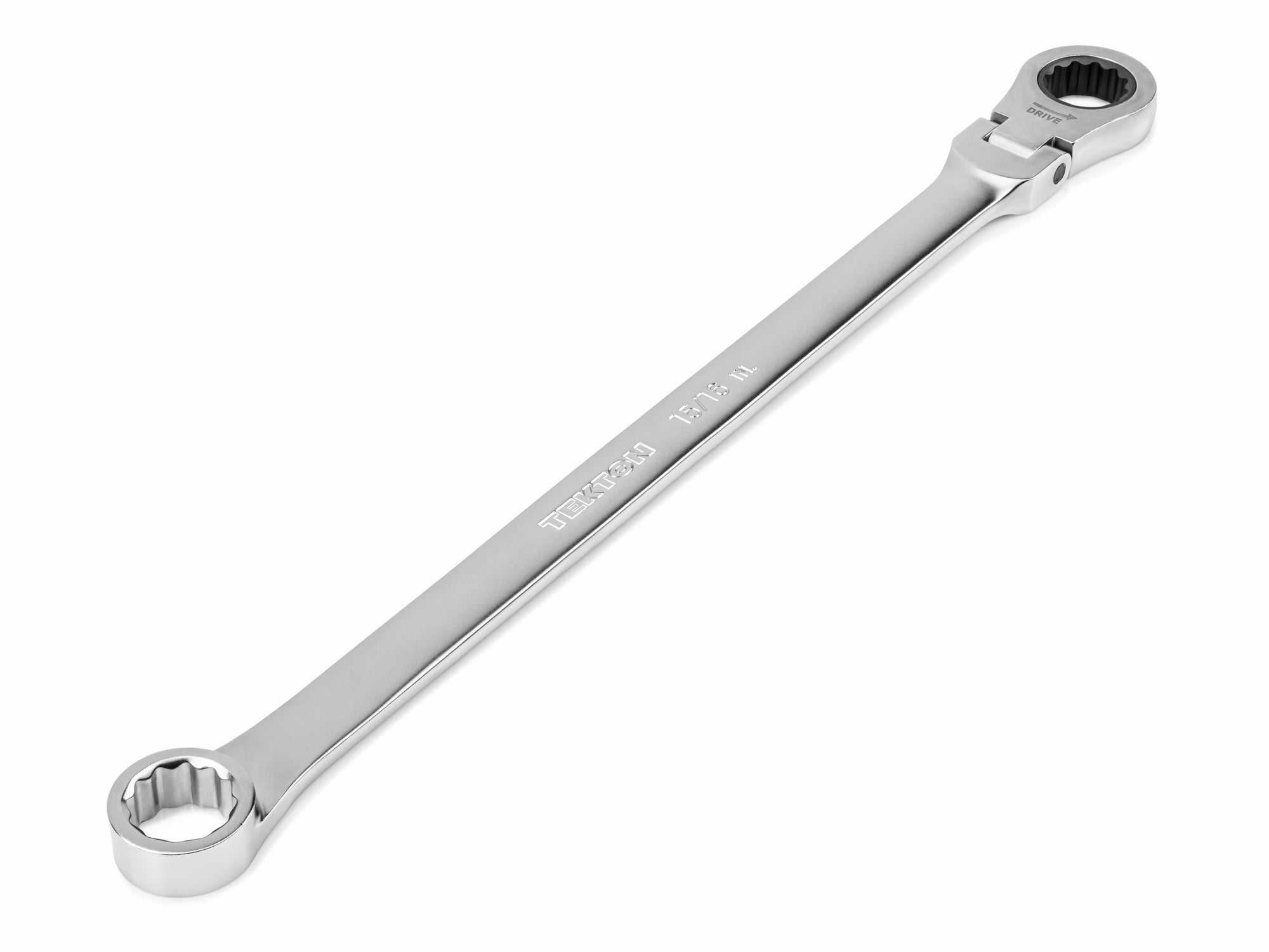 15/16 Inch Long Fixed/Flex Head 12-Point Ratcheting Box End Wrench